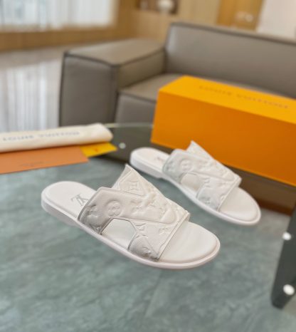 Louis Vuitton embossed grained leather slippers - Image 2