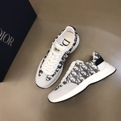 Dior B01 White Monogram Canvas Spliced Sneakers - Image 3