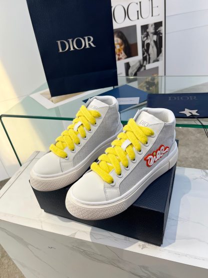 Dior Grey Jacquard High Top Sneakers - Image 2