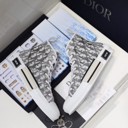 Dior Matte Pearl Glitter PVC Semi-Transparent Panel High-Top Casual Sneakers - Image 2