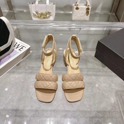 Chanel Spring/Summer new classic apricot mixed sheepskin sandals, heel height 5cm - Image 2