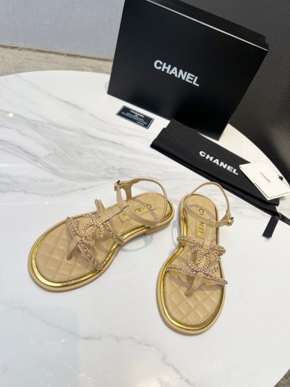 Chanel new apricot classic flip-flop intellectual and elegant sandals - Image 2