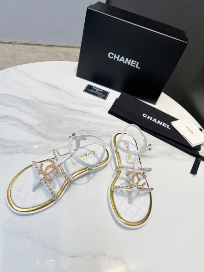 Chanel new white classic flip-flop intellectual and elegant sandals - Image 2