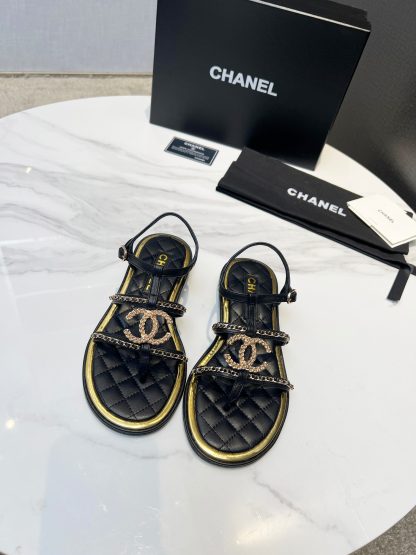 Chanel new black classic flip-flop intellectual and elegant sandals - Image 2