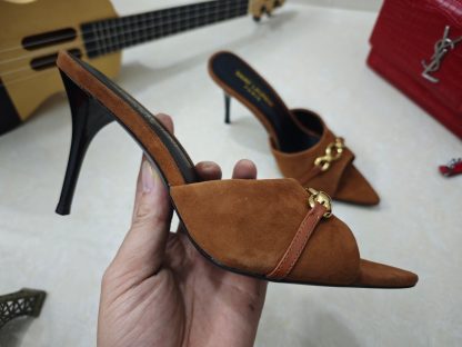 Ysl stiletto high-heeled sandals with Ysl logo - Image 2