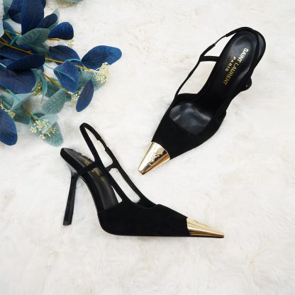 Ysl Small Gold Head Square Heel High Heels - Image 2