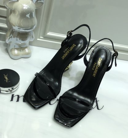 Ysl Logo Square Toe High Heels - Image 2