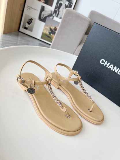 Chanel's new apricot classic elegant flip flops sandals - Image 2