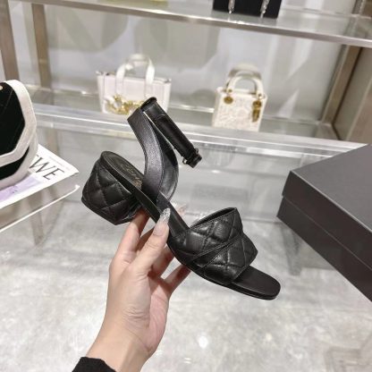 Chanel black spring and summer new classic sandals heel height 5cm - Image 2