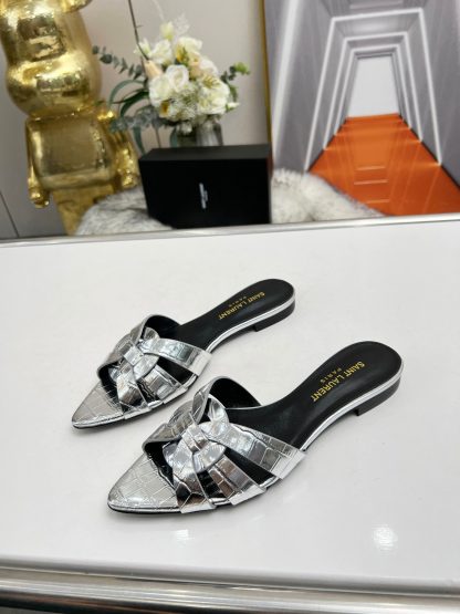 Ysl Silver Elegant Slippers - Image 2