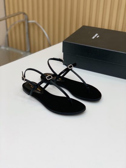 Ysl silk diamond buckle flat sandals - Image 2
