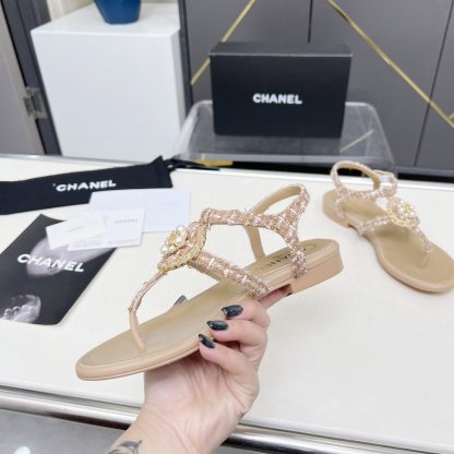 Chanel Spring-Summer Dance Shoes Collection New Retro Apricot Sandals - Image 2