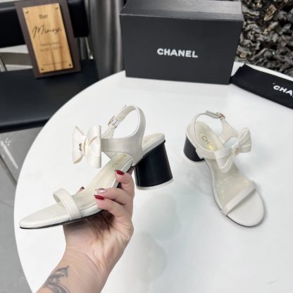Chanel Early Spring Dance Shoes Series White Delicate Sandals Heel Height 6cm - Image 2