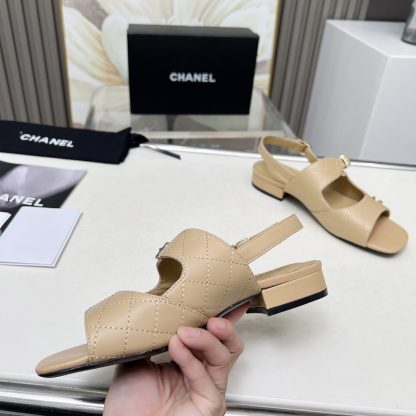Chanel Spring/Summer Dancing Shoes Collection Apricot Slim Sandals Heel Height 5cm - Image 2