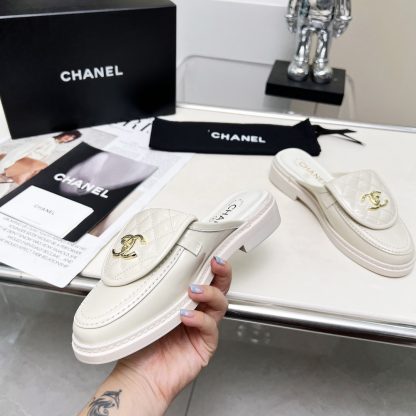 Chanel autumn and winter new goddess elegant temperament off-white half-slippers - Image 2