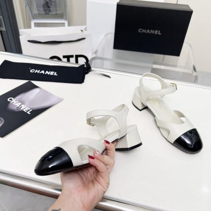 Chanel Early Spring Dance Shoes Series New European and American Style White Sandals Heel Height 3.5cm - Image 2
