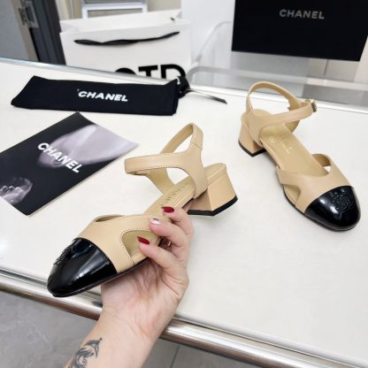 Chanel Early Spring Dance Shoes Series New European and American Style Apricot Sandals Heel Height 3.5cm - Image 2