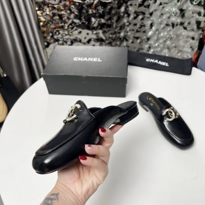 Chanel black matte early spring dance shoes series new retro feeling half slippers - Image 2