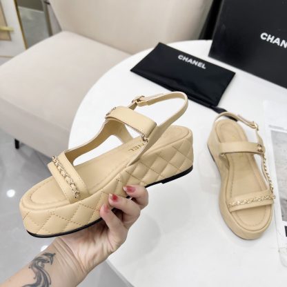 Chanel Spring and Summer Apricot Dance Shoes Series New European and American Catwalk Sandals - Image 2