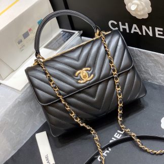 Chanel Black CC Large V Check Chain Bag