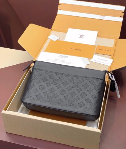 Louis Vuitton Black Leather Embossed POCHETTE VOYAGE SOUPLE Clutch - Image 2