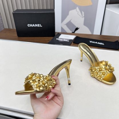 Chanel Spring and Summer Golden Dancing Shoes Series New Custom Flower Sandals Heel Height 8.5cm - Image 2