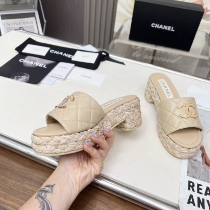 Chanel apricot spring and summer dancing shoes series slimming sandals with a heel height of 6.5cm - Image 2