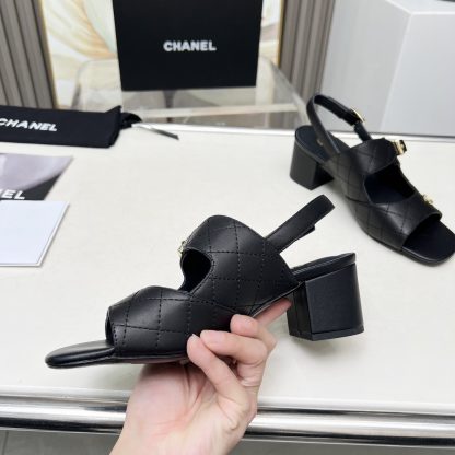 Chanel Spring and Summer Dance Shoes Series New Black Chunky Heel Sandals Heel Height 5cm - Image 2