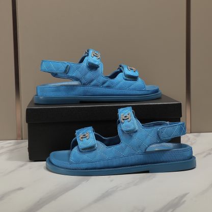 Chanel Temperament Denim Blue Sandals - Image 2