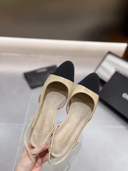 Chanel pointed lambskin apricot sandals - Image 2