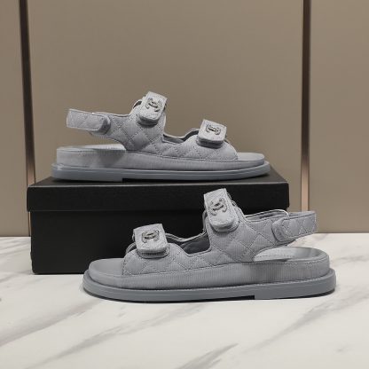 Chanel Temperament Denim Grey Sandals - Image 2
