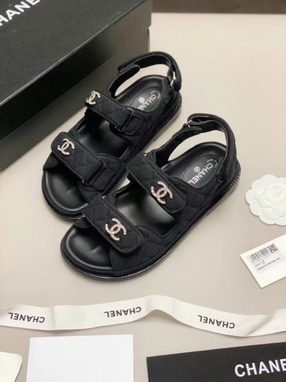 Chanel Temperament Denim Black Classic Sandals - Image 2