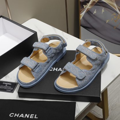 Chanel Temperament Denim Blue Classic Sandals - Image 2