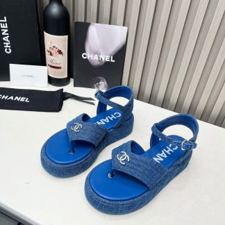 Chanel Early Autumn Comfortable Soft Super Versatile Dark Blue Sandals
