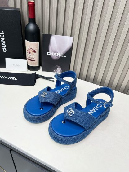 Chanel Early Autumn Comfortable Soft Super Versatile Dark Blue Sandals