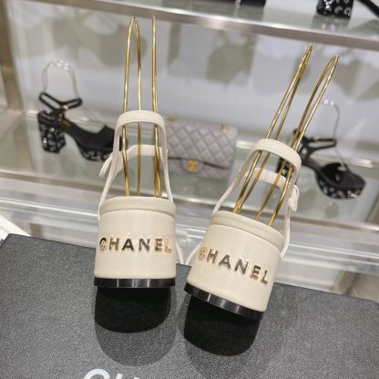 Chanel Early Spring Small Round Head White Flash Brick Sandals Heel Height 4.5cm - Image 2