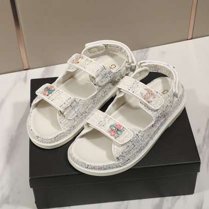 Chanel Check Design Classic Velcro Sandals - Image 2