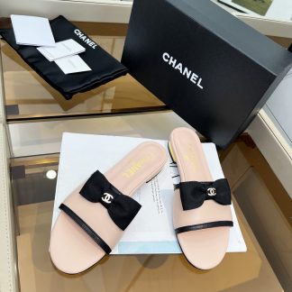 Chanel spring and summer pink with cute bow flat sandals