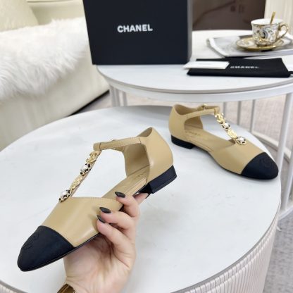 Chanel Spring/Summer Apricot Dance Shoes Series Small Round Toe Matte Sandals - Image 2