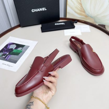 Chanel red spring and summer dancing shoes series retro style half-slip sandals heel height 2.5cm - Image 2