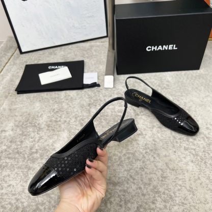 Chanel Spring and Summer Dancing Shoes Series New Products Cashmere Leather Sequin Black Retro Feeling Sandals - Image 2