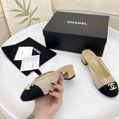 Chanel apricot spring and summer dancing shoes series new small round head retro sandals - Image 2