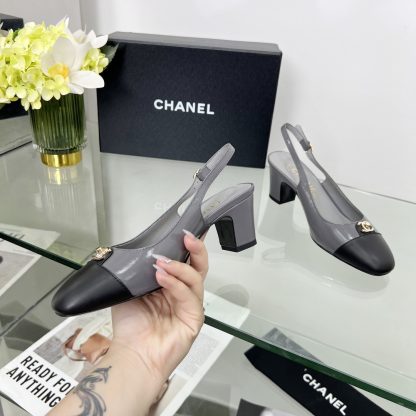 Chanel Spring/Summer Dance Shoes Collection Grey Small Round Head New Sandals Heel Height 6cm - Image 2