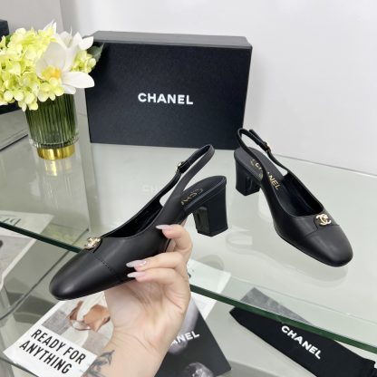 Chanel Spring and Summer Dancing Shoes Series Black Small Round Head New Sandals Heel Height 6cm - Image 2