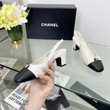 Chanel Spring and Summer Dancing Shoes Series White Small Round Head New Sandals Heel Height 6cm - Image 2
