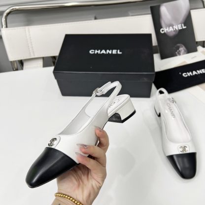 Chanel Early Spring Dance Shoes Series New Small Round Head White Retro Feeling Sandals - Image 2