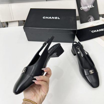 Chanel Early Spring Dance Shoes Series New Small Round Head Black Retro Feeling Sandals - Image 2