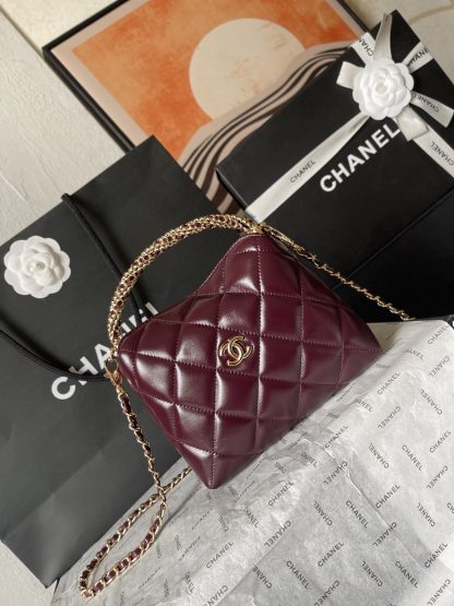 Chanel Lunch Box Bag Hobo with Woven Handle Tote Bag - Image 2