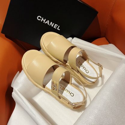 Chanel new bow high heel apricot sandals, heel height 7.5cm - Image 2