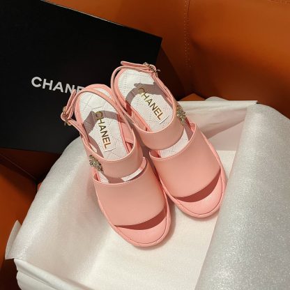 Chanel new bow high-heeled pink sandals, heel height 7.5cm - Image 2